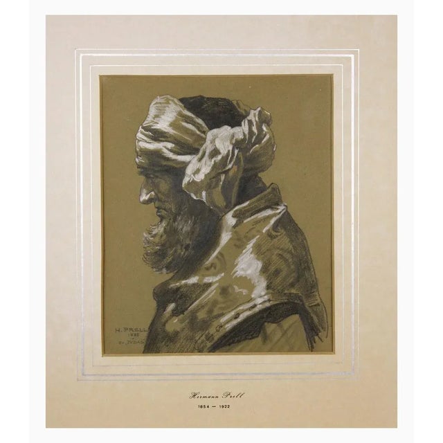 Late 19th Century Hermann Prell, Half-Length Portrait of a Pharisee, 1885, Chalk For Sale - Image 5 of 5