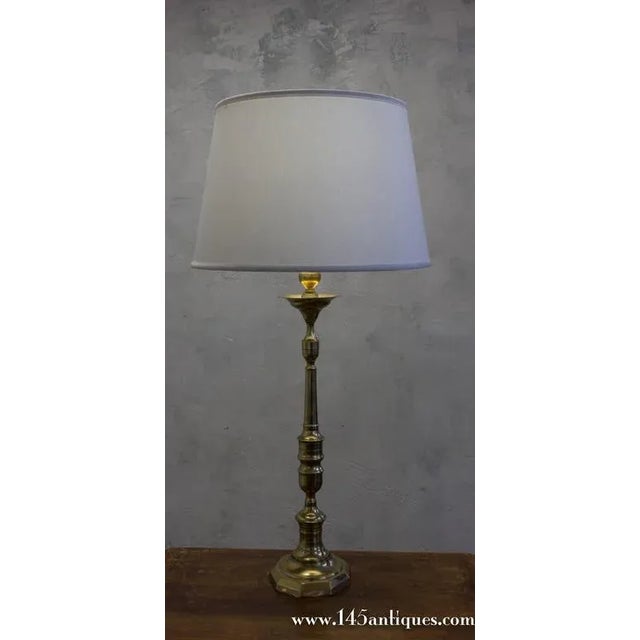 Brass French Bronze and Brass Table Lamp, 1940s For Sale - Image 8 of 9