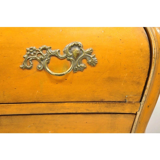 Antique Italian Rococo Louis XV Orange Painted Bombe Commode Chest of Drawers For Sale - Image 11 of 16