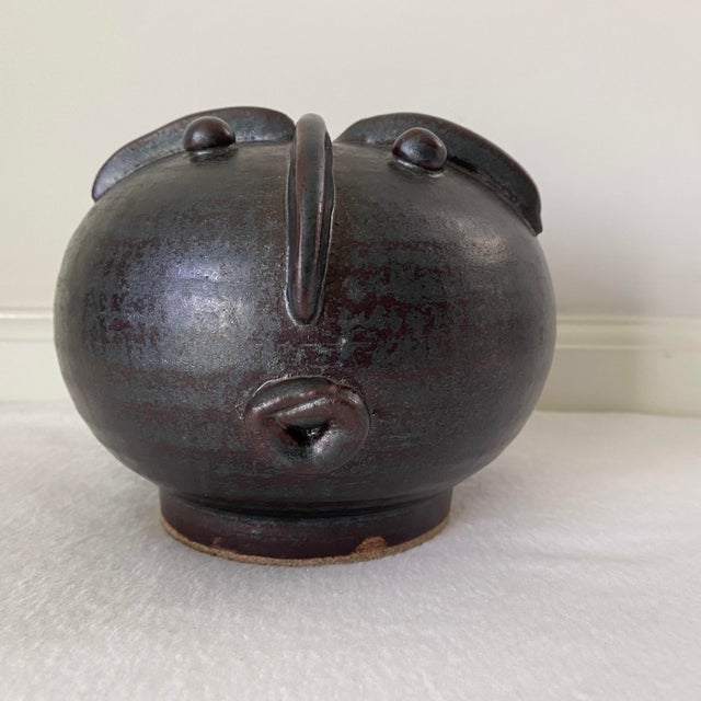 Fun / Whimsical/ Primitive abstract ceramic head vase / sculpture