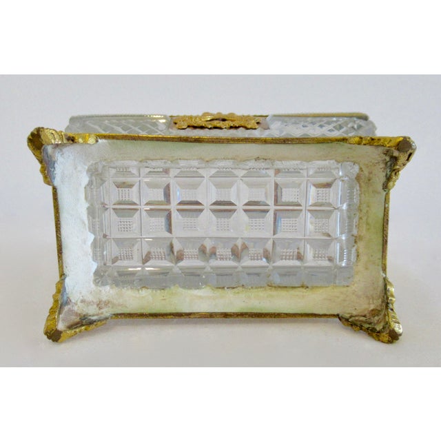 French Late 19th. Century, Cut Crystal & Gilt Footed Ormolu Jewelry Casket/Lidded Keepsake Box For Sale - Image 12 of 12