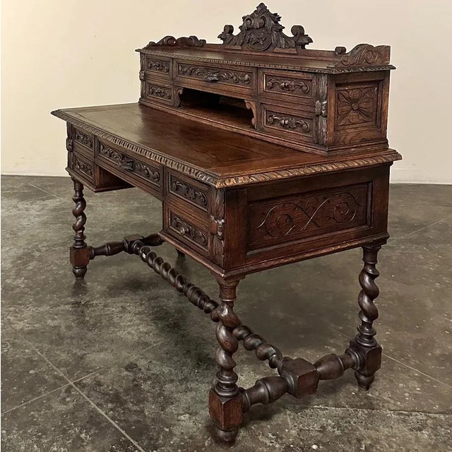 Mid 19th Century 19th Century French Renaissance Hand-Carved Wall Desk For Sale - Image 5 of 12