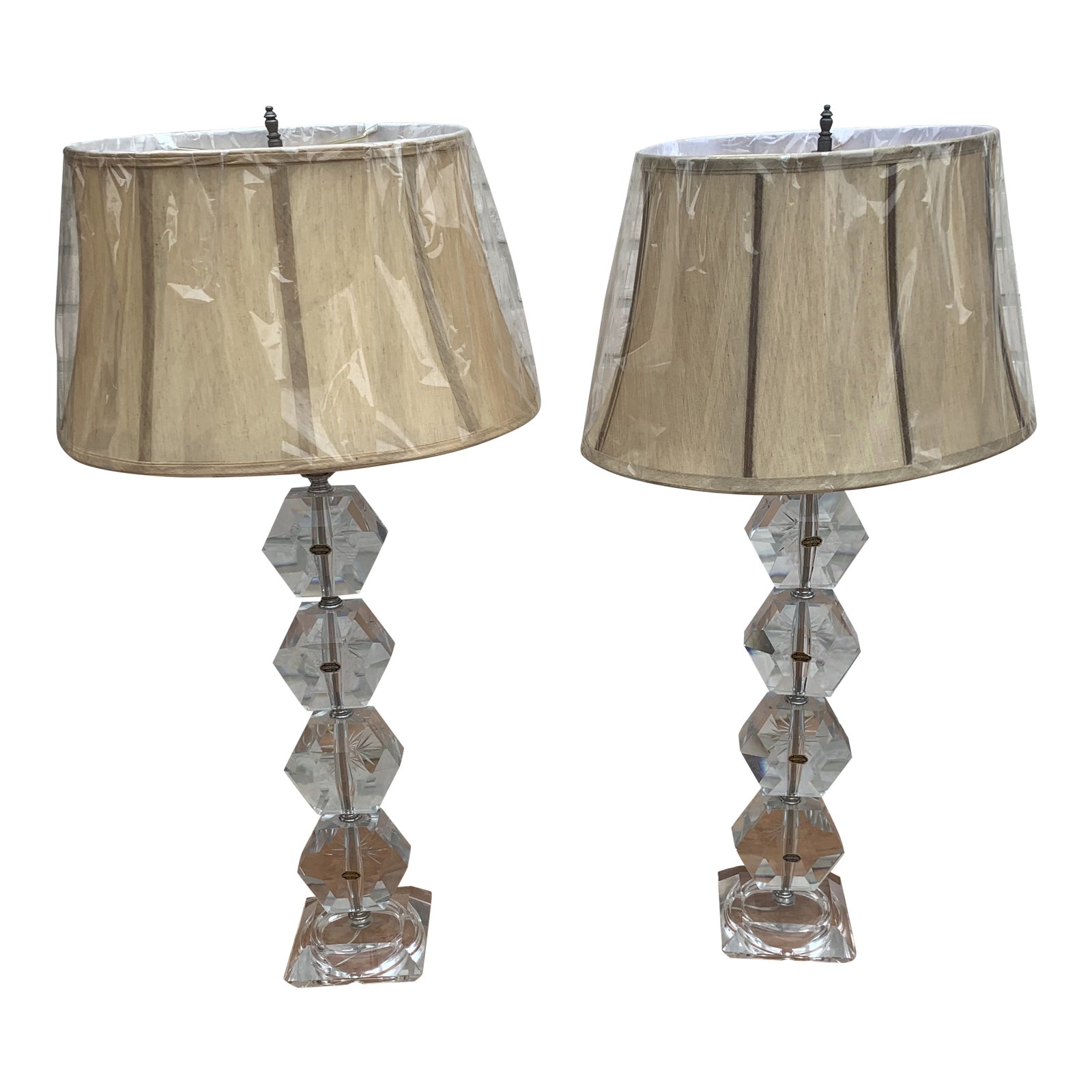 Hollywood Regency Hand Cut Tall Lead Crystal Table Lamps Pair Chairish