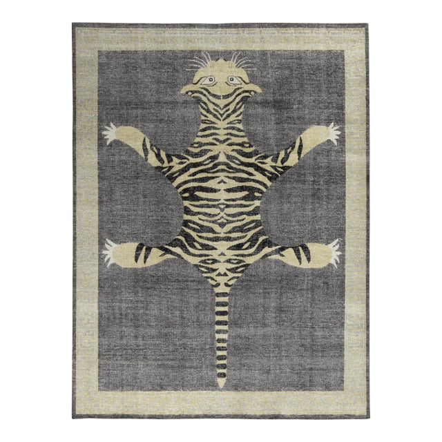Rug & Kilim’s Tiger Rug in Charcoal, 4x6 For Sale