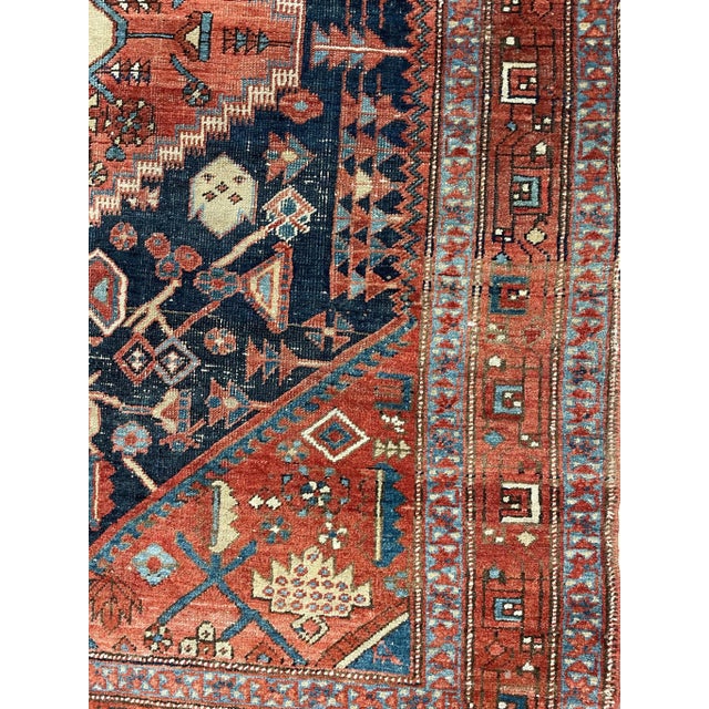 NW Bakshayesh Rug in Navy, Clay, Terracotta 5 x 7 For Sale - Image 4 of 13