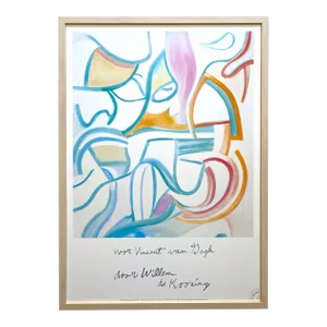 Willem De Kooning Vintage 1990 Abstract Expressionist Lithograph Print Homage Van Gogh Lmtd Edtn Framed Exhibition Poster " Garden in Delft " 1987