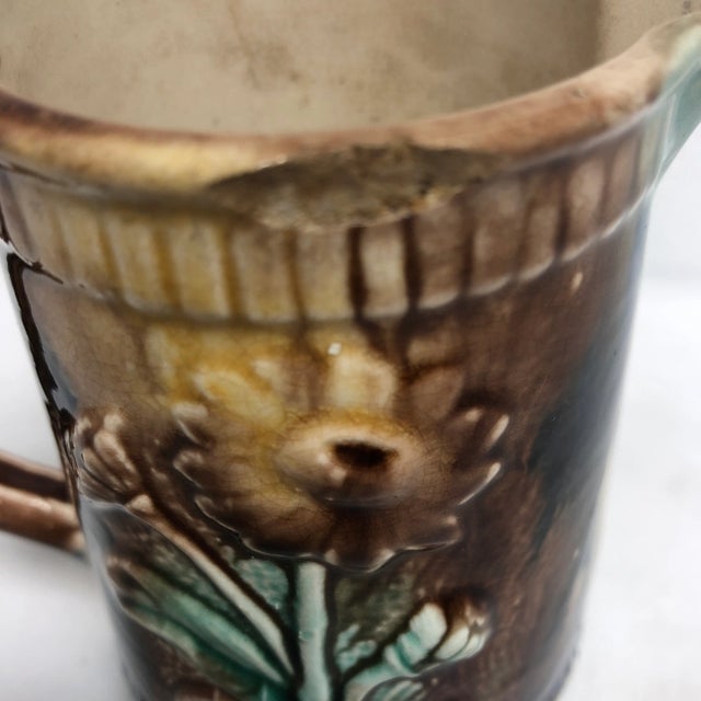 Vintage Majolica Crane & Fish Creamer For Sale - Image 4 of 8