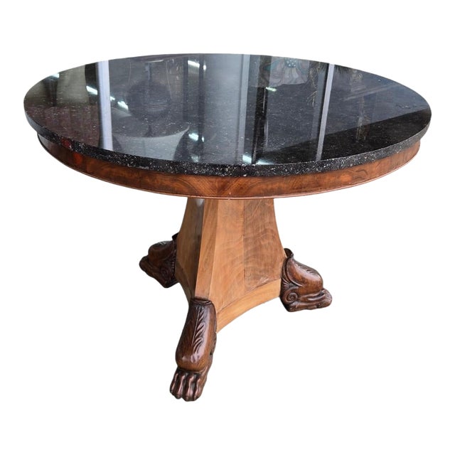 19c Restoration Period French Empire Center Table W Marble Top For Sale