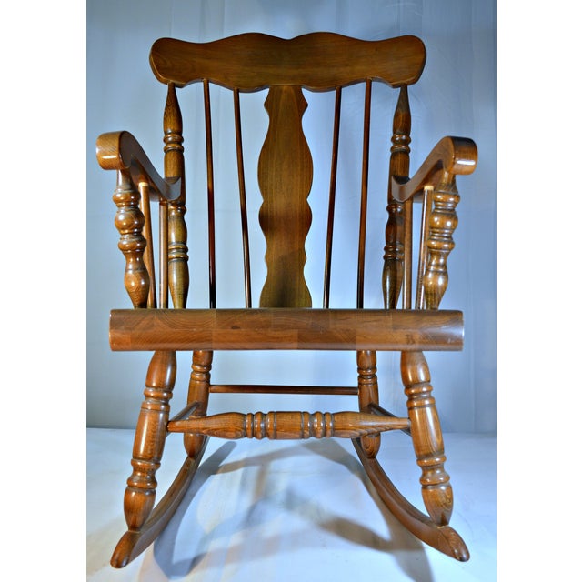 Colonial Style Solid Oak Rocking Chair Chairish