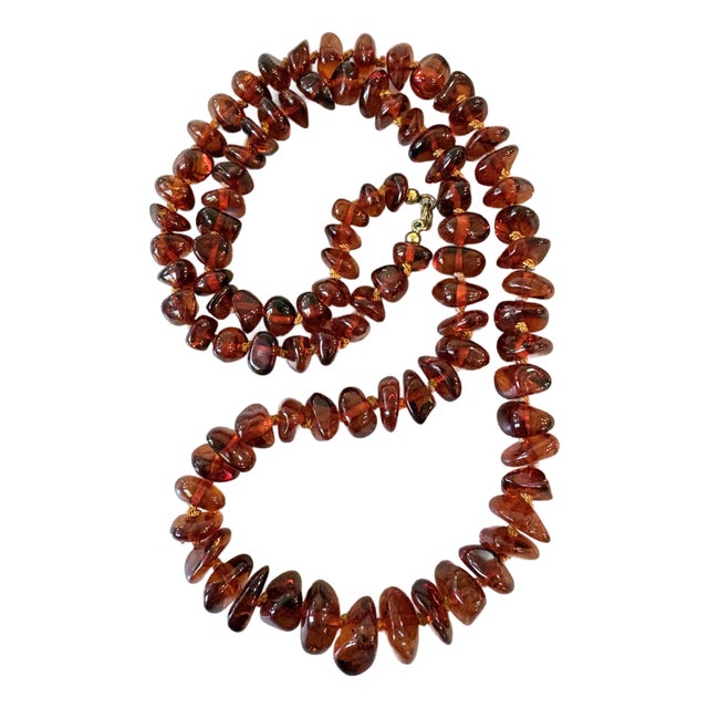 Baltic Amber Hand Tied Beaded Necklace 28” For Sale