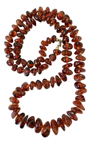 Baltic Amber Hand Tied Beaded Necklace 28”