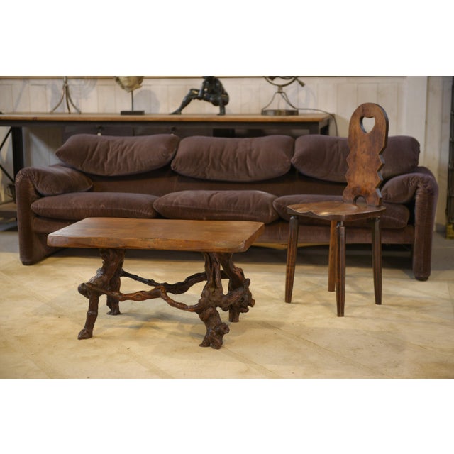 Brutalist Side Table in Elm, 1950s, in Very Good conditions. Designed 1950 to 1959