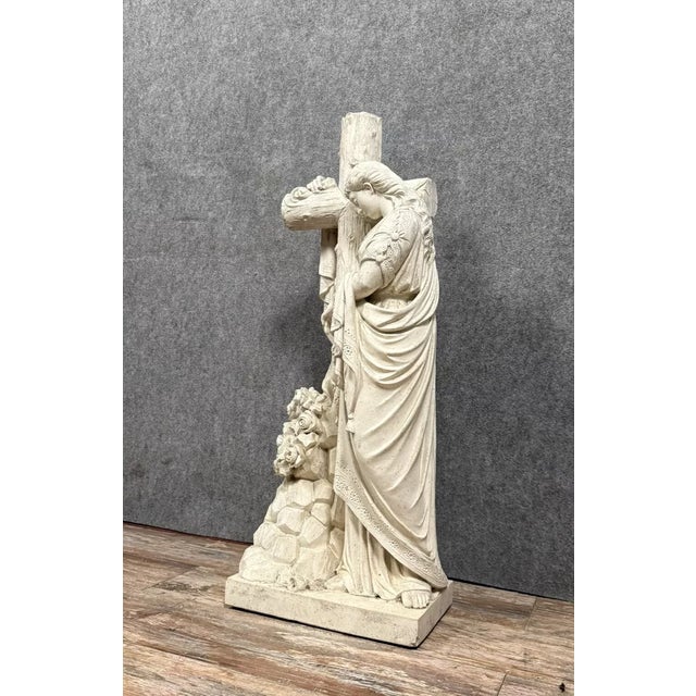 Religious Statue, 1880, Whitewashed Terracotta For Sale - Image 3 of 6