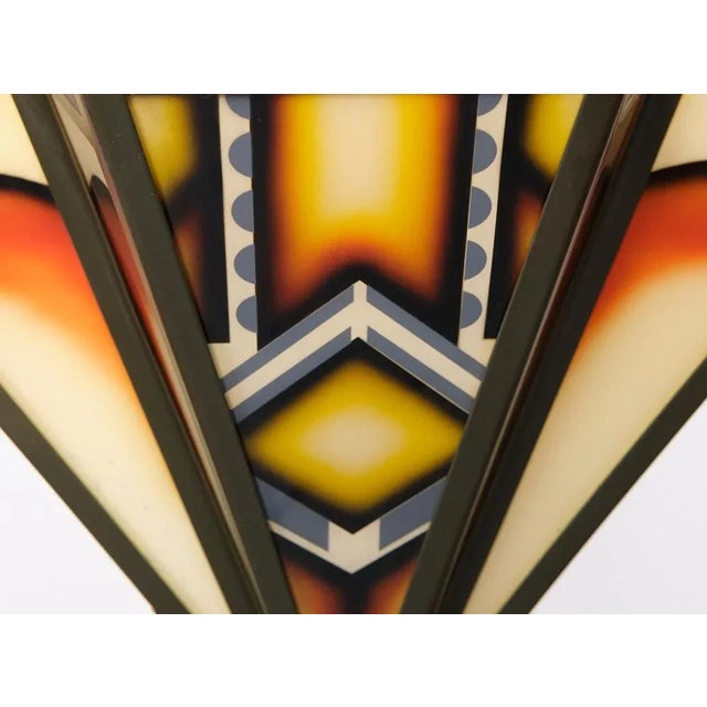 Art Deco Amsterdamse School Stained Glass Hanging Light, 1980s For Sale - Image 3 of 8