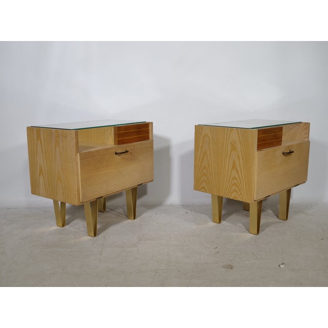 Mid-Century Wooden Nightstands with Metal Legs, 1960s, Set of 2 For Sale - Image 12 of 14