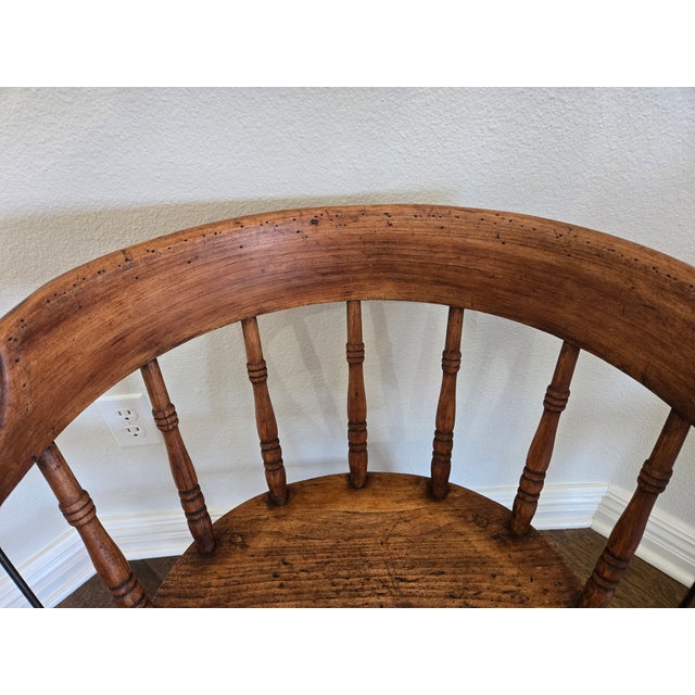 Wood Antique Captain's Chair For Sale - Image 7 of 10