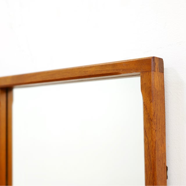 Large Teak Mid Century Panel Wall Mirror by Clark Eaton For Sale In Los Angeles - Image 6 of 11