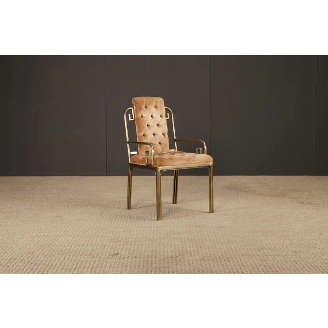 Greek Key Brass & Velvet Dining Chairs by Mastercraft, C. 1970 Italy, Set of 6 For Sale - Image 12 of 18