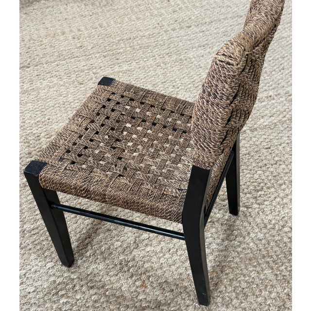 4 Palecek Blackened Pananawood & Woven Seagrass Dining Chairs, Late 20th Century For Sale - Image 17 of 17