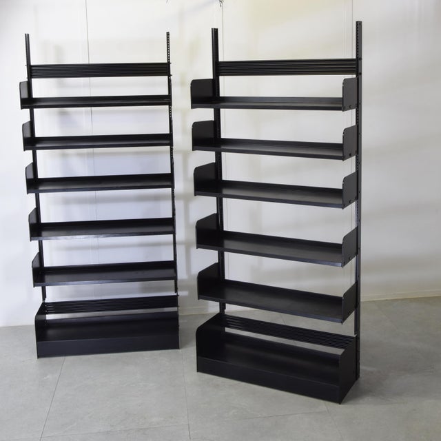 Industrial Metal Shelving Unit Congress Model in Black Lacquered Metal Frame from Lips Vago, Set of 2 For Sale - Image 4 of 8