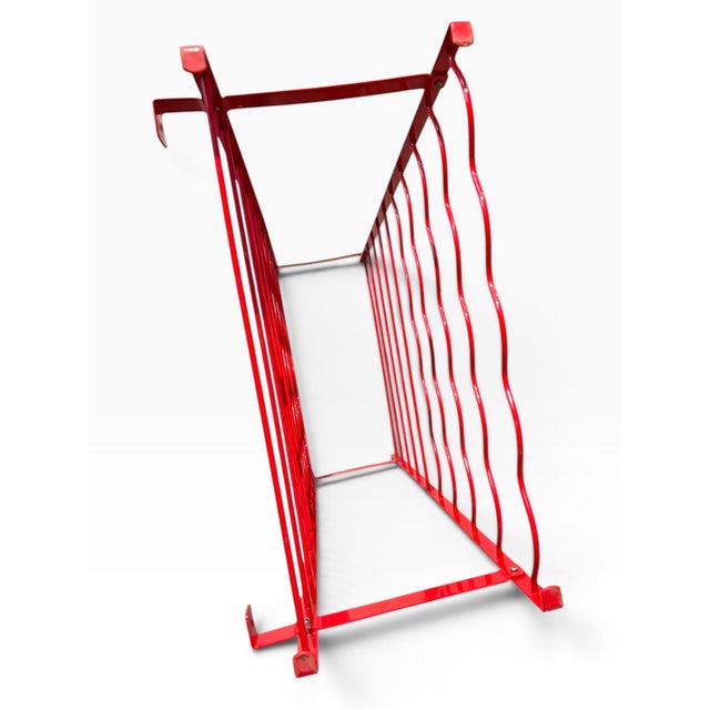 1980s Vintage 1980s Herby 50-Bottle Red Metal Wine Rack, Habitat For Sale - Image 5 of 6