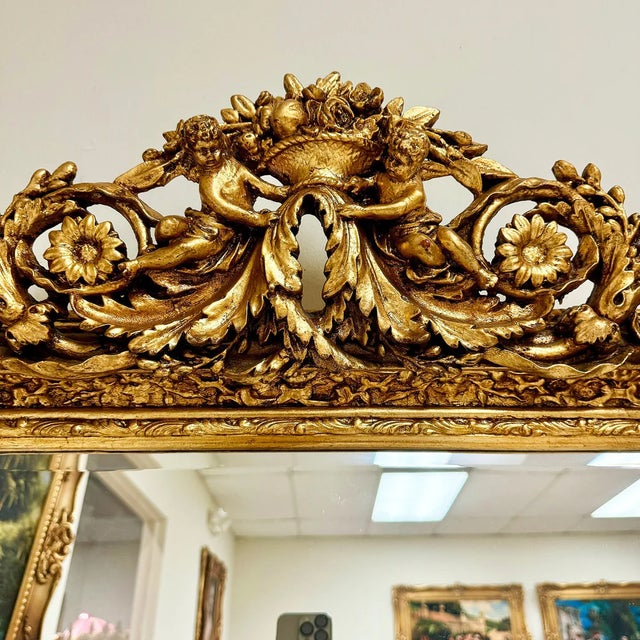 French Style Gold Floral Floor Mirror – 5 Ft Tall For Sale - Image 10 of 10