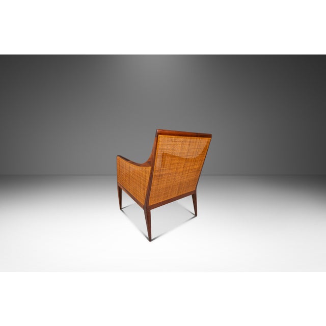 Brown Set of Two (2) Rare Mid-Century Modern Caned Lounge Chairs in Walnut Attributed to Kipp Stewart for Directional, Usa, C. 1950s For Sale - Image 8 of 16