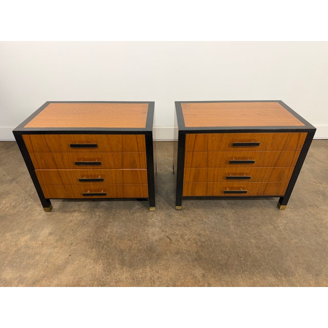 Mid 20th Century Mid 20th Century Pair of Harvey Probber Ebonized Wood and Brass Nightstands or Side Tables For Sale - Image 5 of 18