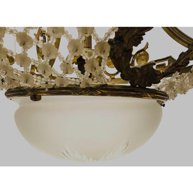 Brown Louis XV Style Chandelier in Bronze and Frosted Glass For Sale - Image 8 of 11