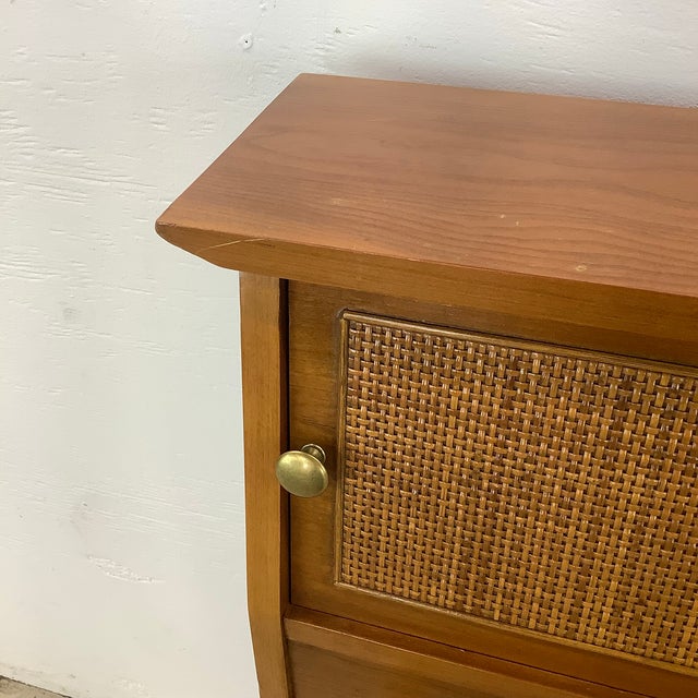 Brown Mid-Century Bed Frame With Storage Headboard- Full For Sale - Image 8 of 12