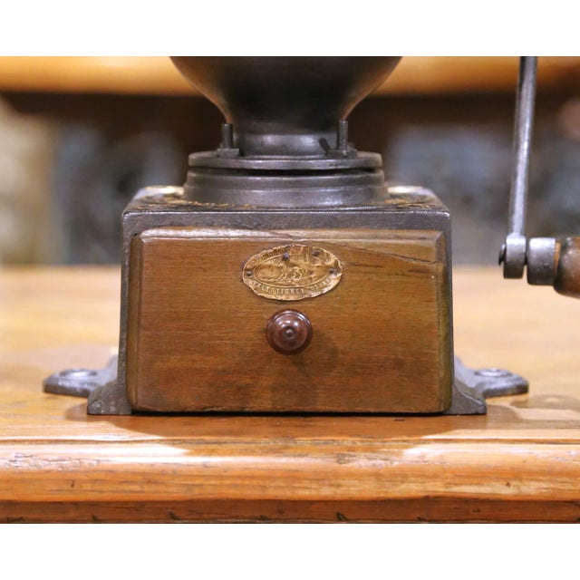 Metal Early 20th Century French Peugeot Frères Cast Iron Coffee Grinder, Model A For Sale - Image 7 of 17