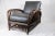 Chair and ottoman leather upholstery wicker (2 pieces). Cushions have been re-upholstered in a soft green Edelman luxury...