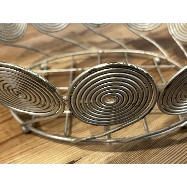 Metal Vintage Mid-Century Modern Silver-Tone Wire Basket For Sale - Image 7 of 9