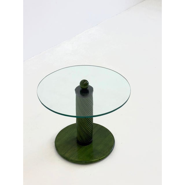 Italian Side Table with Bamboo Base and Glass Top, 1970s For Sale - Image 6 of 9
