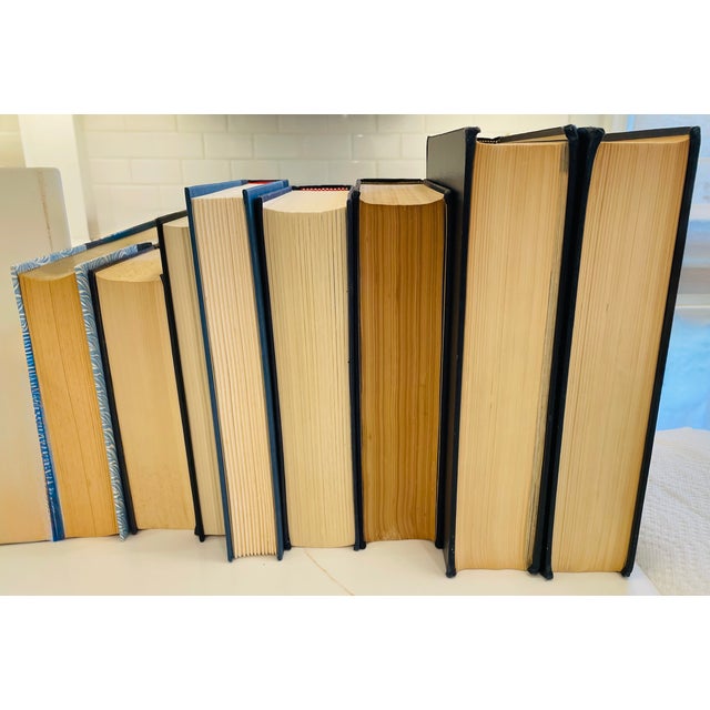 American Decorative Blue Book Set, Curated Navy and Gold Literary Collection - Vintage American Dictionary & Oxford Books - Set of 8 For Sale - Image 3 of 4