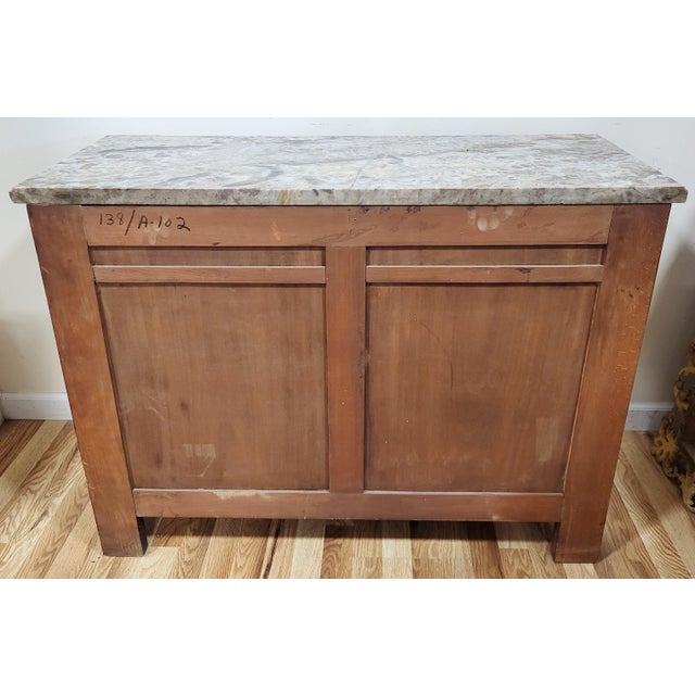 Vintage French Style Hand Painted Marble Top Buffet Server Bar For Sale In New York - Image 6 of 16