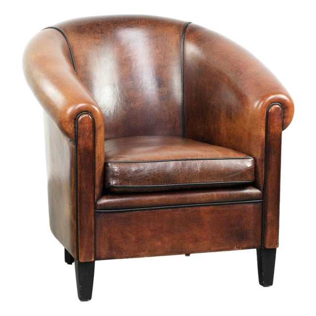 Vintage Sheepskin Club Armchair For Sale