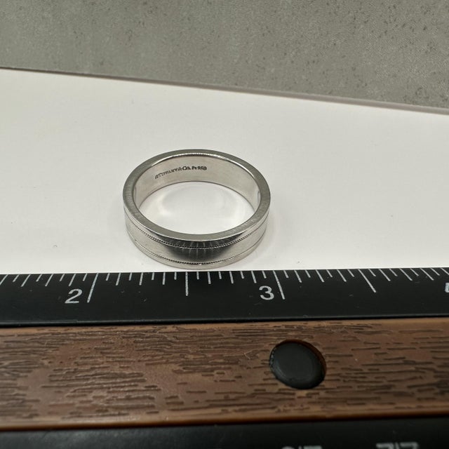 Designer Tiffany Together Platinum Double Milgrain Ring Size 10.25 For Sale In New York - Image 6 of 6