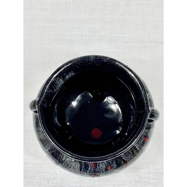 Vintage 1980s Cherokee Pottery Cauldron Bowl With Red Drip Glaze For Sale - Image 4 of 6