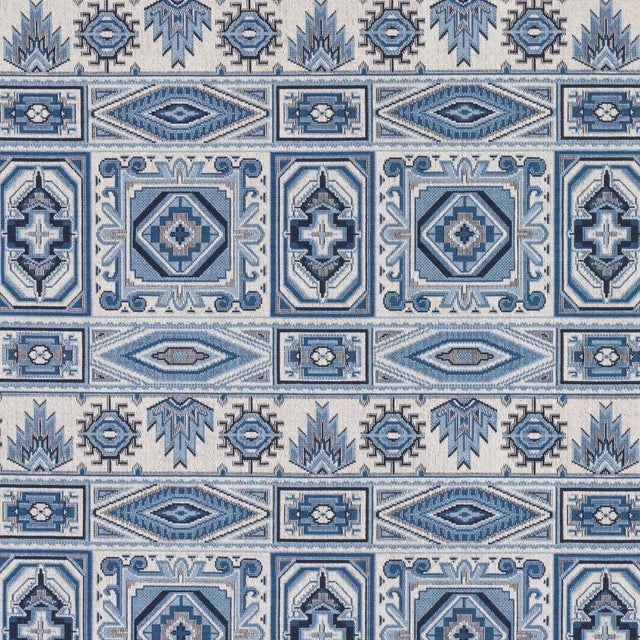 SAMPLE - Schumacher Crowley Epingle Fabric In Blue For Sale