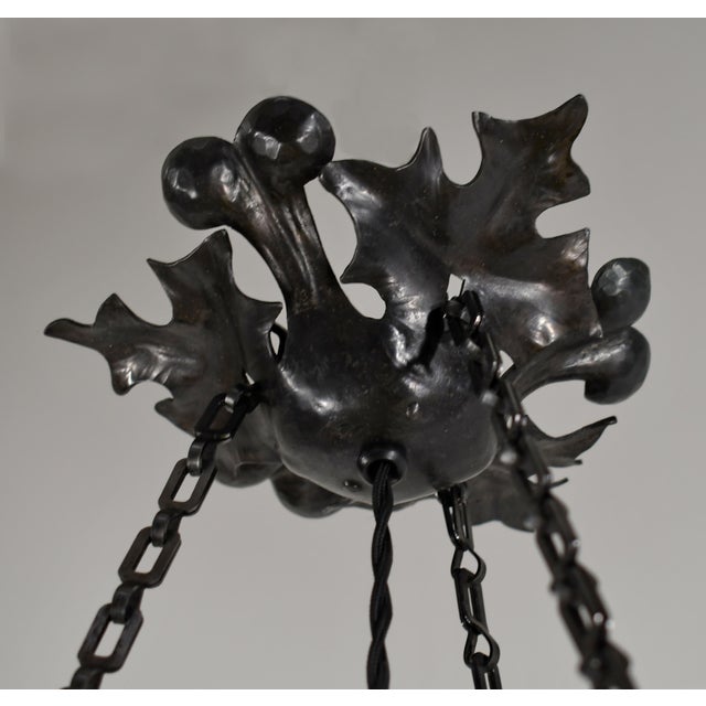 Large French Art Deco Pendant Light by Le Verre Francais Schneider - 1925 Cameo Chandelier France For Sale - Image 11 of 13