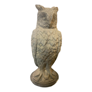 Mid-Century British Cast Stone Great Horned Owl Garden Statuary