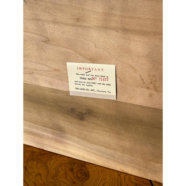 Lane Burl Wood Extendable Parsons Dining Table in the Style of Milo Baughman, 1970s For Sale - Image 18 of 18