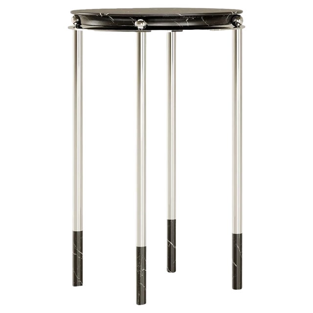 Nero Marquina Marble Saturno Side Table by Andrea Bonini For Sale