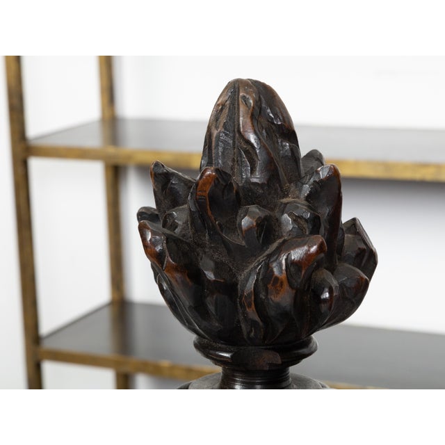 Pair of 19th Century Carved Wooden Italian Pot à Feu Sculptures on Lucite Bases For Sale In Atlanta - Image 6 of 8