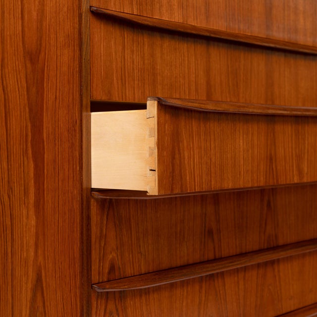 Vintage Danish Mid-Century Six-Drawer Teak Tallboy Dresser 1960s For Sale In San Francisco - Image 6 of 8