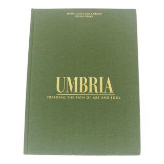 1995 Umbria Treading the Path of Art and Soul Green Linen Textured Hard Cover Coffee Table Book Italian Travel Reference With Dust Jacket Italy For Sale
