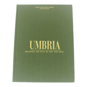 1995 Umbria Treading the Path of Art and Soul Green Linen Textured Hard Cover Coffee Table Book Italian Travel Reference With Dust Jacket Italy