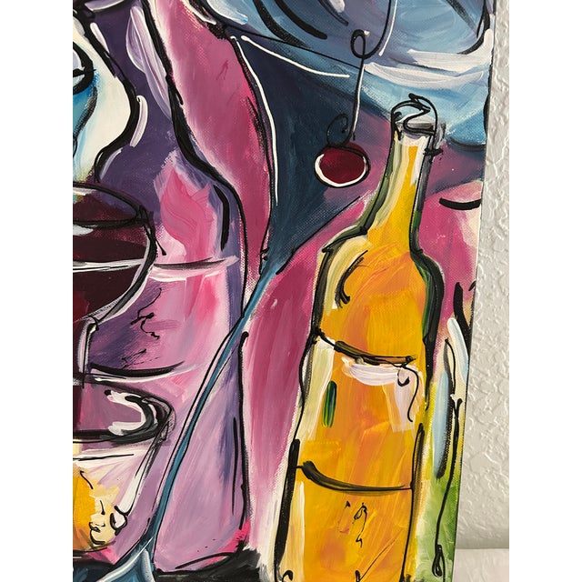 "Cocktail Hour" Mid-Century Painting on Canvas For Sale In West Palm - Image 6 of 8