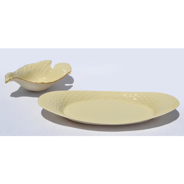 Lenox Mid-20th Century Lenox Special Oval Platter Basket Weave Pattern Fine Ceramic Ivory Porcelain For Sale - Image 4 of 14